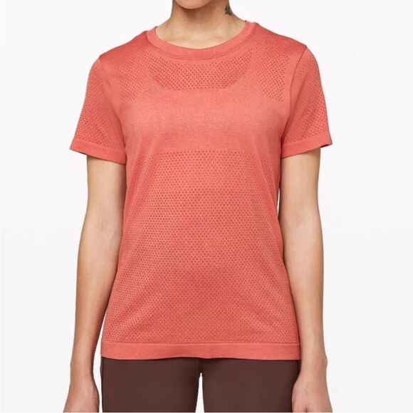 Lululemon Breeze Front Orange Hue Tee Top Shirt 8 womens - Picture 1 of 5